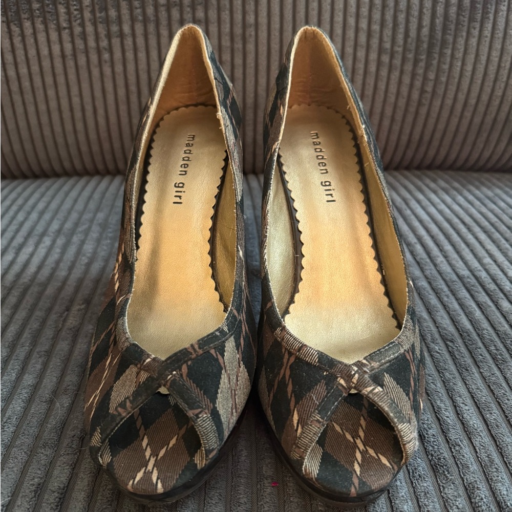 Madden Girl Brown Peep Toe Heels